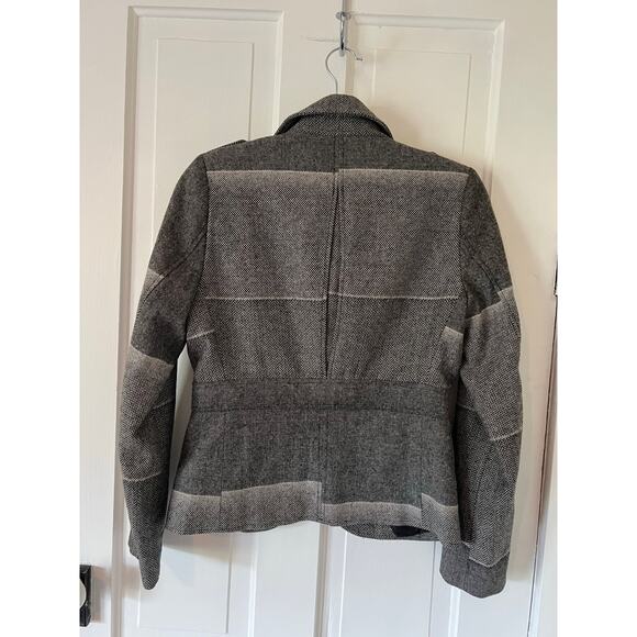 Vsct diva women’s small tweed blazer euro houndstooth chevron black & white 90s - Picture 3 of 8